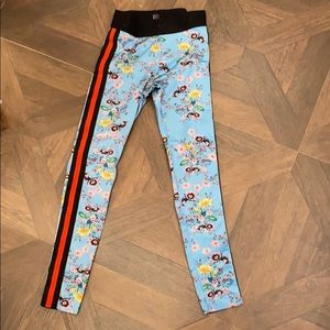 Floral and stripe workout leggings